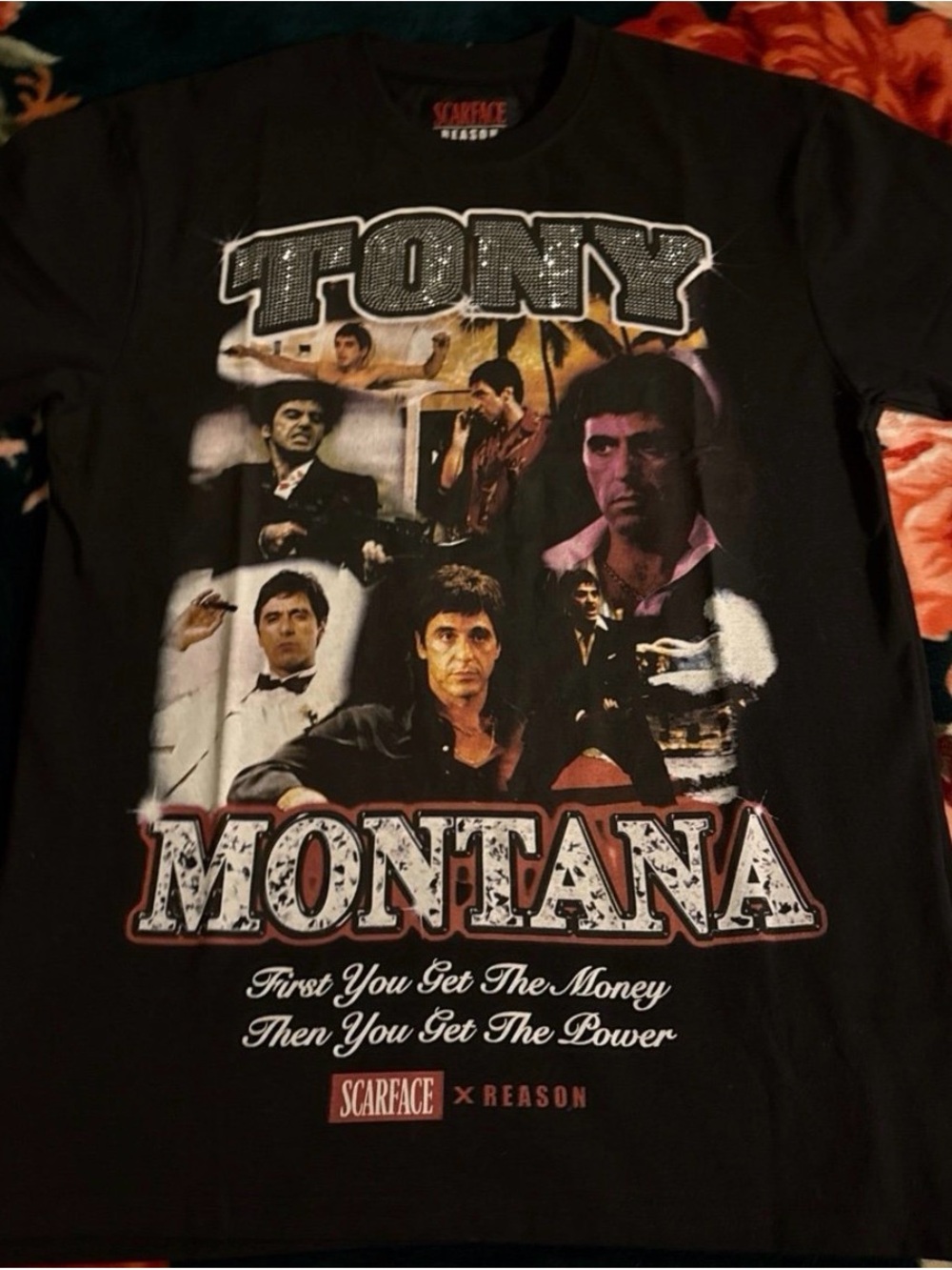Scarface x Reason Tony Montana Black Graphic Short Sleeve Tee